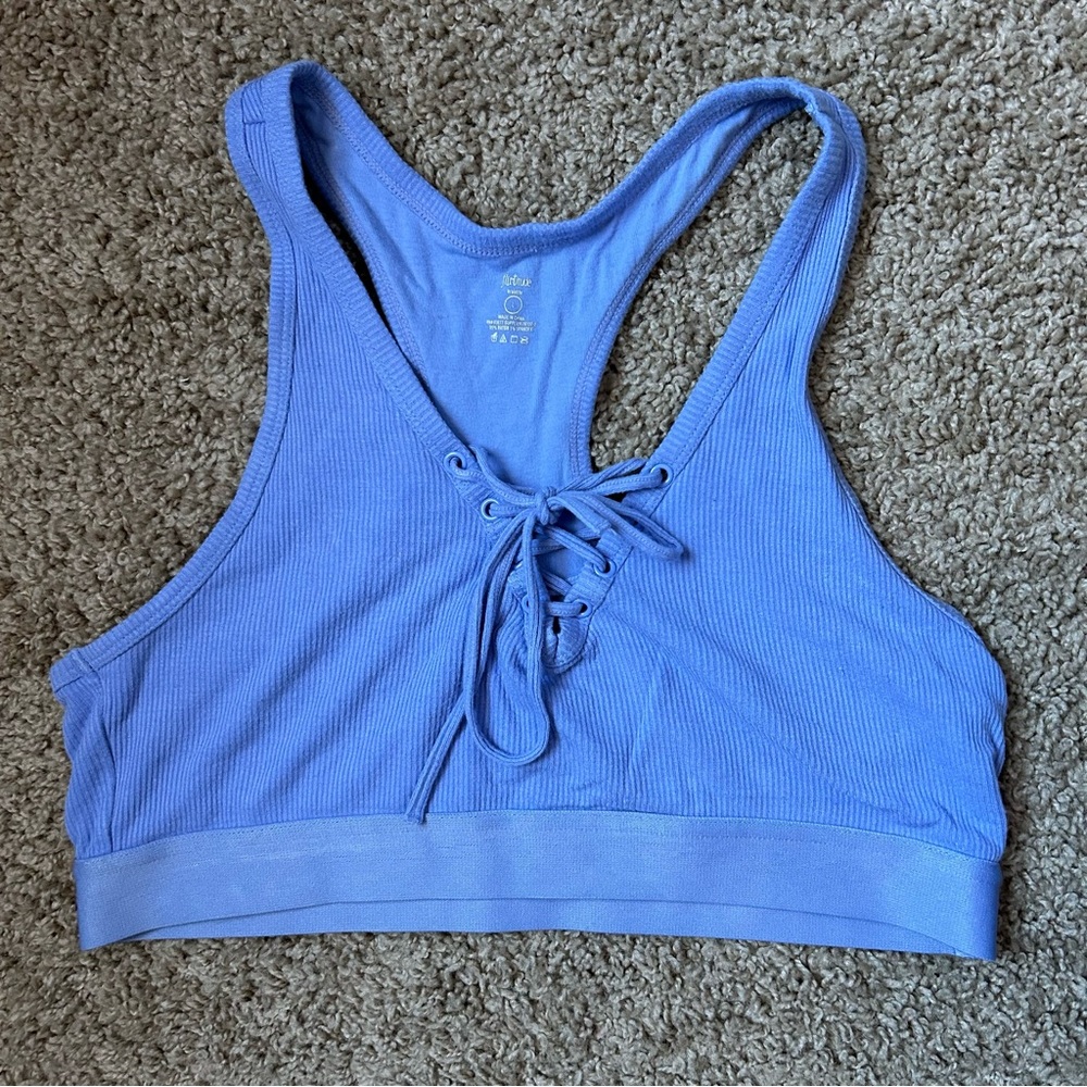 Women’s Periwinkle Flirtitude Blue Lace-Up Sports Bra Size Large |A171